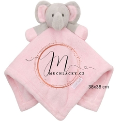 Usínáček muchláček SLON pro nejmenší, růžovo šedé hračky pro miminko holčičku